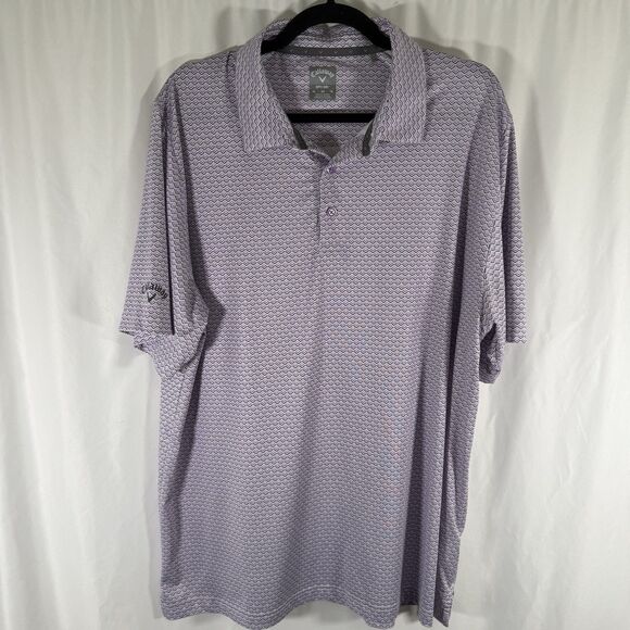 Callaway Golf Polo Men's XL Purple Print Short Sleeve Opti Dri Collared - Picture 1 of 11
